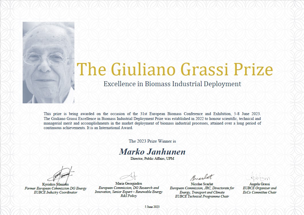 Diploma Giuliano Grassi Prize jpg