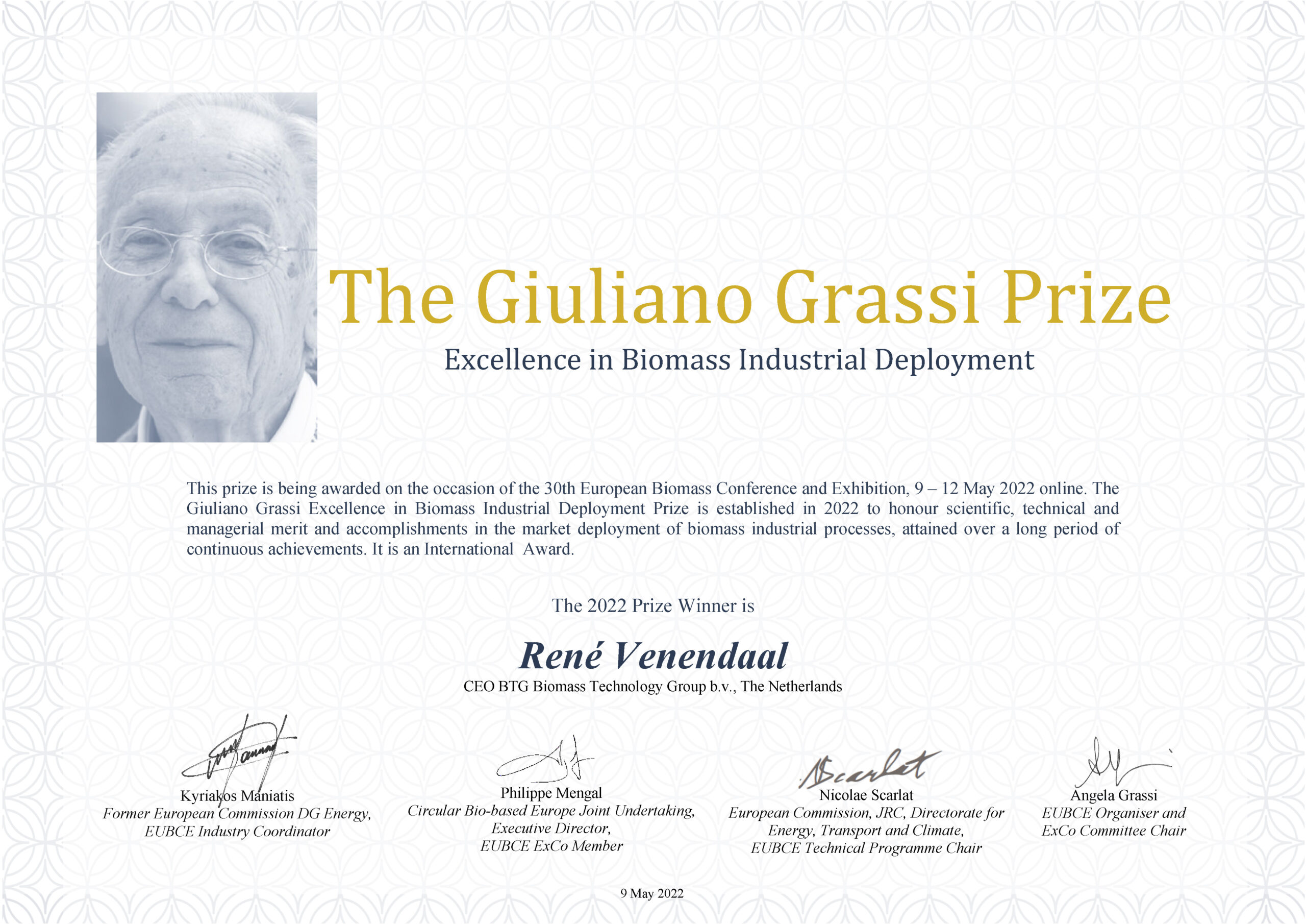 Giuliano Grassi Prize 2022 Diploma - Firmato